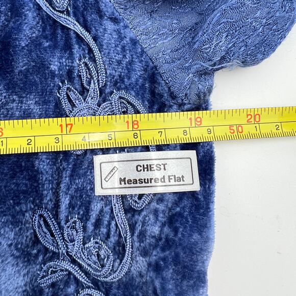 Vintage Velvet Midi Tiered Dress Blue Tie Dye Whimsical - Picture 5 of 9